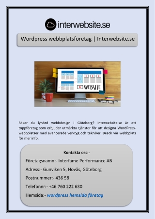 Wordpress webbplatsföretag | Interwebsite.se