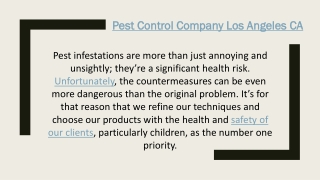 Pest Control Company Los Angeles CA