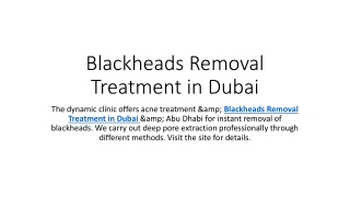Blackheads Removal Treatment in Dubai