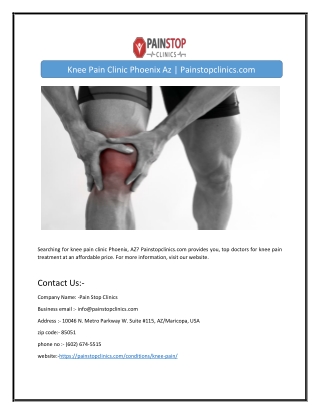 Knee Pain Clinic Phoenix Az | Painstopclinics.com