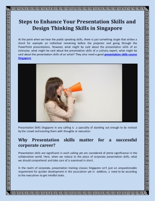 Tips to Enhance Your Presentation Skills and Design Thinking Skills in Singapore.