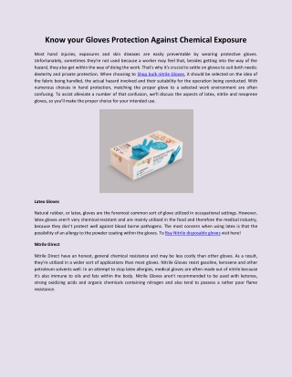 Know your Gloves Protection Against Chemical Exposure