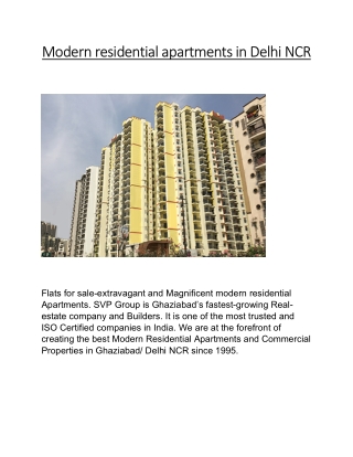 Modern residential apartments in Delhi NCR