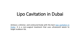 Lipo Cavitation in Dubai