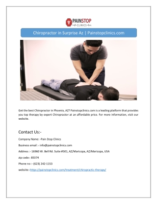 Chiropractor in Surprise Az | Painstopclinics.com