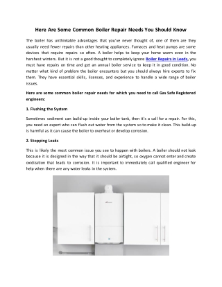 Here Are Some Common Boiler Repair Needs You Should Know