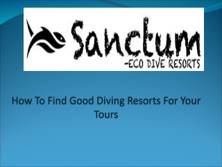 How To Find Good Diving Resorts For Your Tours