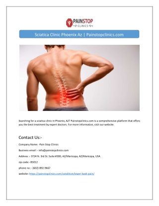 Sciatica Clinic Phoenix Az | Painstopclinics.com