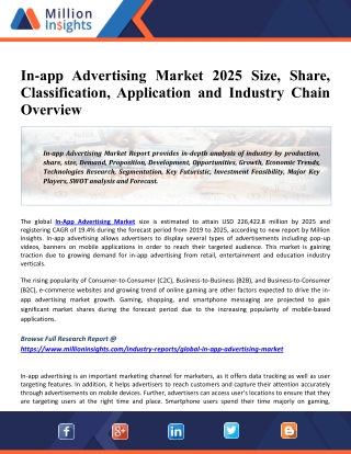 In-app Advertising Market 2025 Analysis, Key Growth Drivers, Challenges, Leading Key Players Review, Demand