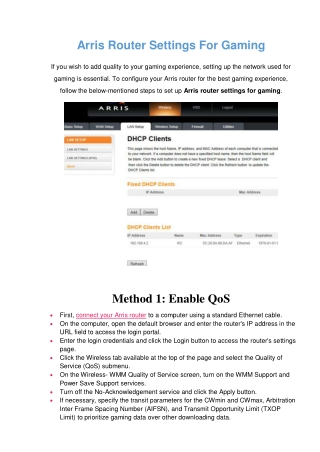How To Set Up Arris Router Settings For Gaming Process Easily