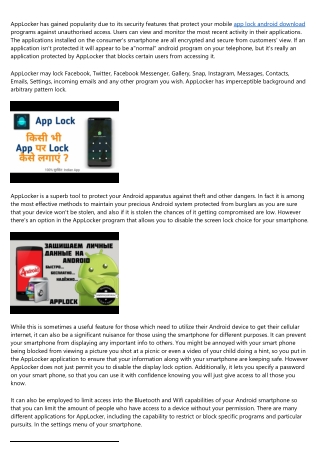 AppLocker - Safeguard Your Mobile Apps