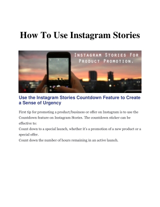 How To Use Instagram Stories For Product Promotion