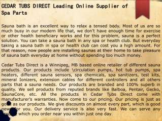 CEDAR TUBS DIRECT: Leading Online Supplier of Spa Parts