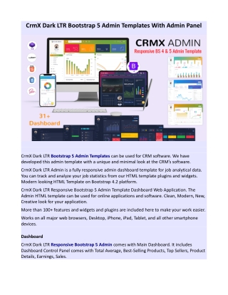 CrmX Dark LTR Bootstrap 5 Admin Templates With Admin Panel