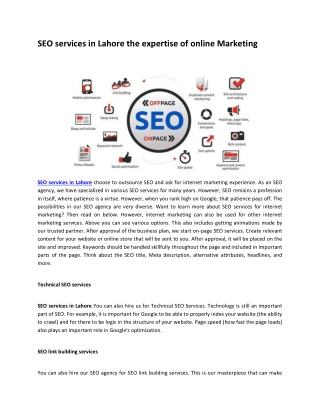 SEO services in Lahore the expertise of online Marketing