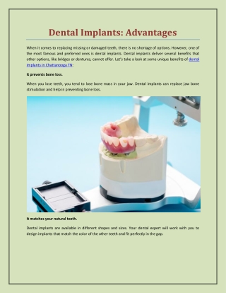 Dental Implants: Advantages