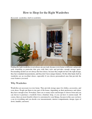How to Shop for the Right Wardrobes