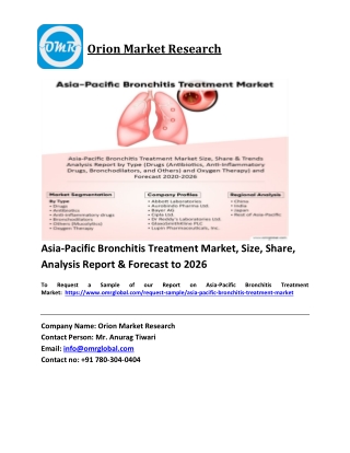 Asia-Pacific Bronchitis Treatment Market Trends, Size, Competitive Analysis and Forecast 2020-2026