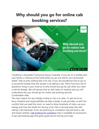 Why should you go for online cab booking services?