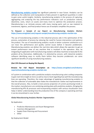 Manufacturing Analytics Market  Trends, Size, Competitive Analysis and Forecast - 2019-2025