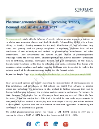 Pharmacogenomics Market Upcoming Trends, Demand and Analysis Till 2027