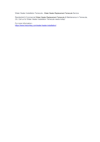 Water Heater Installation Temecula - Water Heater Replacement Temecula Service