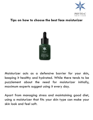 Tips on how to choose the best face moisturizer