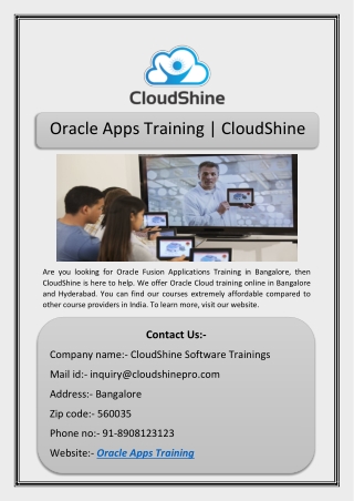 Oracle Apps Training | CloudShine