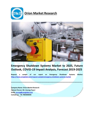 Emergency Shutdown Systems Market: Analysis Report, Share, Trends and Overview 2019-2025