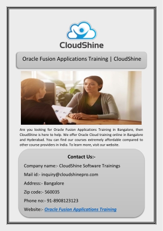 Oracle Fusion Applications Training | CloudShine