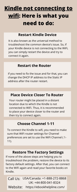 Kindle Unable To Connect To Wifi? Call To Fix  1–844-601-7233