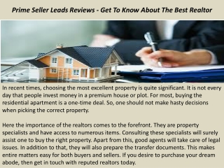 Prime Seller Leads Reviews - Get To Know About The Best Realtor