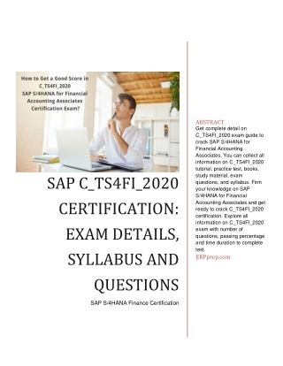 SAP C_TS4FI_2020 Certification: Exam Details, Syllabus and Questions