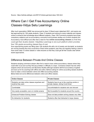 Where Can I Get Free Accountancy Online Classes-Vidya Setu Learnings