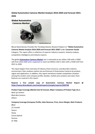 Global Automotive Cameras Market Analysis 2016-2020 and Forecast 2021-2026