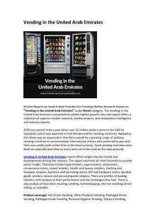 Vending in the United Arab Emirates