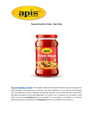 Top jam brands in India - Apis India