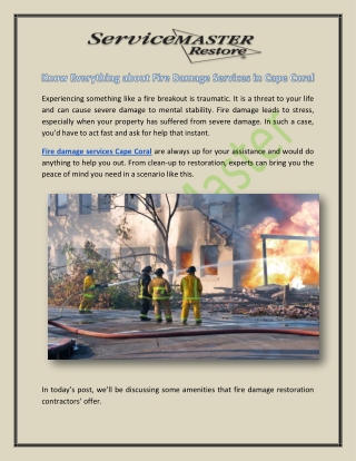 Water And Fire Damage Solution Provider | ServiceMaster Restoration