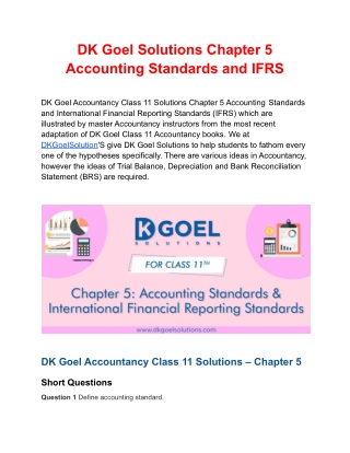 DK Goel Solutions Class 11 Chapter 5 Accounting Standards and IFRS