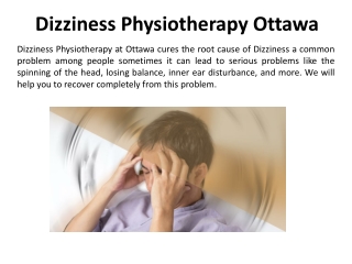 Dizziness Physiotherapy in Ottawa