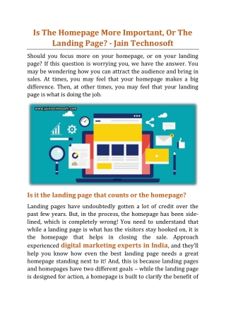 Is The Homepage More Important, Or The Landing Page - Jain Technosoft