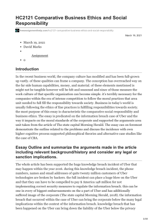 HC2121 Comparative Business Ethics and Social Responsibility