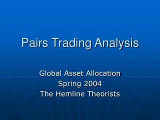 Pairs Trading Analysis