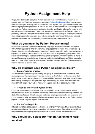 Python Assignment Help