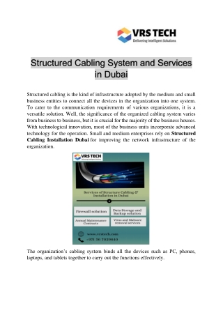 Cabling Services in Dubai