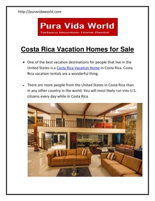 Costa Rica Vacation Homes for Sale