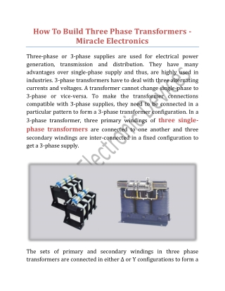 How To Build Three Phase Transformers - Miracle Electronics