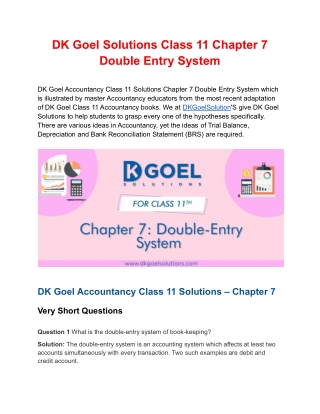 DK Goel Solutions Class 11 Chapter 7 Double Entry System