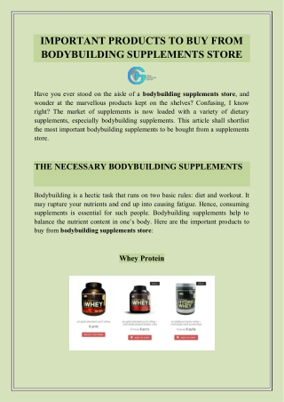 IMPORTANT PRODUCTS TO BUY FROM BODYBUILDING SUPPLEMENTS STORE