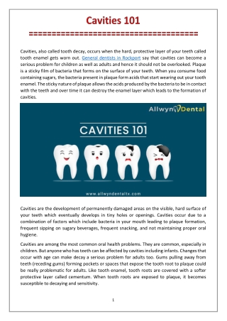 Cavities 101